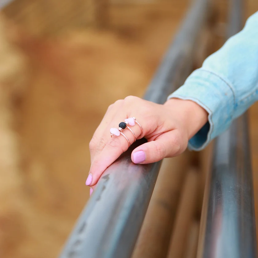 Rose Quartz Triple Wrap Diffuser Ring - Image 6